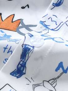 Manfinity Hypemode Heren Graffiti Print Grafisch Casual Kraag Korte Mouw Overhemd Zonder T-shirt, Voor Vakantie