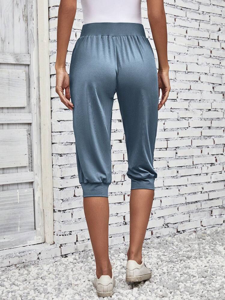 EMERY ROSE Pantalon à imprimé pissenlit à nœud à poche - Bleu azur - Voir 2