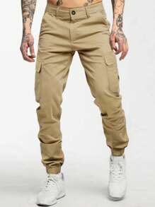 Manfinity LEGND Men Flap Pocket Cargo Trousers - Khaki - View 1