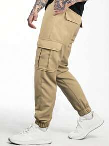 Manfinity LEGND Men Flap Pocket Cargo Trousers - Khaki - View 3