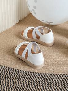 女嬰編織交叉透氣涼鞋 - 白色 - 查看 2