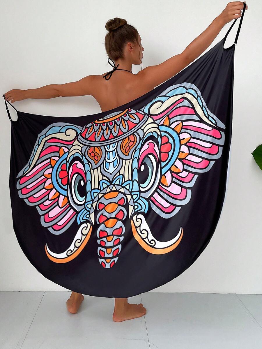 Summer Cartoon Graphic Cover Up Dress - Multicolor - View 1