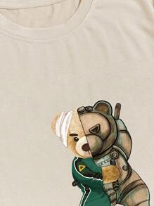 Manfinity LEGND 男士熊和字母圖案T恤和短褲 - 彩色 - 查看 3