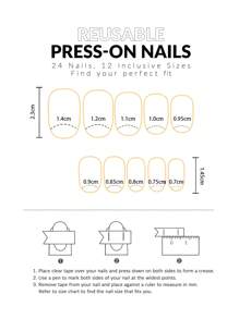 24 chiếc Hình bầu dục ngắn In hoa Móng tay giả & 1 dũa móng tay & 1 tờ băng dính - Nhiều màu - Xem 3
