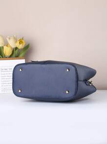 PINCNEL Túi có tay cầm tối giản phía trên Tay cầm đôi có túi quyến rũ - Màu xanh hải quân - Xem 4