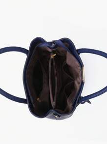 PINCNEL Túi có tay cầm tối giản phía trên Tay cầm đôi có túi quyến rũ - Màu xanh hải quân - Xem 5