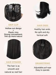 Medium-Long Straight Ponytail Hair Extension - Black - View 6