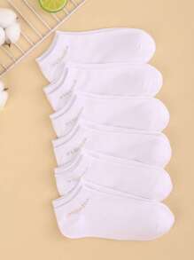 6pairs Letter Graphic Ankle Socks - White - View 1