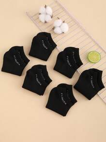 6pairs Letter Graphic Vớ mắt cá chân - màu đen - Xem 5