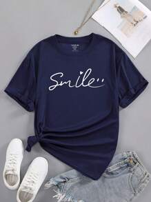 SHEIN LUNE Camiseta con estampado de letra
