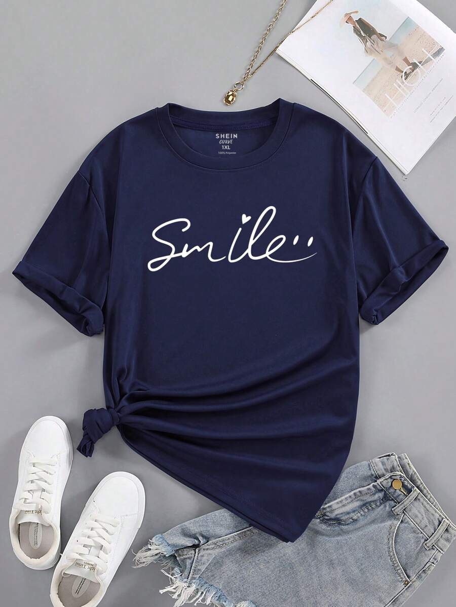 SHEIN LUNE Camiseta con estampado de letra