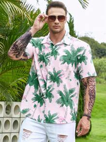 Manfinity RSRT Men Plus Tropical Print Shirt - Pink - View 1