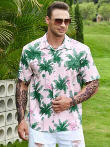 Manfinity RSRT Men Plus Tropical Print Shirt - Pink - View 4