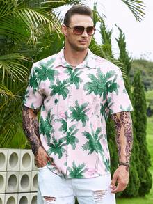Manfinity RSRT Men Plus Tropical Print Shirt - Pink - View 5