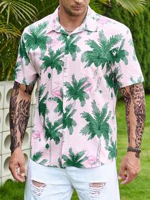 Manfinity RSRT Men Plus Tropical Print Shirt - Pink - View 6