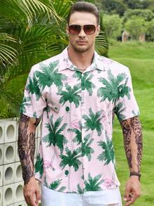 Manfinity RSRT Men Plus Tropical Print Shirt - Pink - View 7