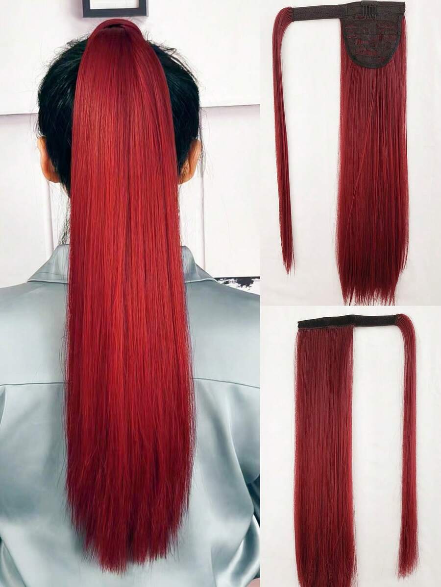 Phần mở rộng tóc tổng hợp dài thẳng kiểu đuôi ngựa - Màu Đỏ Sâu - Xem 1