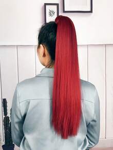 Phần mở rộng tóc tổng hợp dài thẳng kiểu đuôi ngựa - Màu Đỏ Sâu - Xem 2