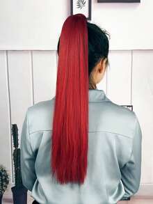 Phần mở rộng tóc tổng hợp dài thẳng kiểu đuôi ngựa - Màu Đỏ Sâu - Xem 5