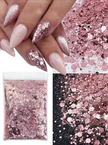 1 paquete de 10G Lentejuelas y glitter rosa para decoración de uñas- Suministros para manualidades de uñas - Rosa Pálido - Ver 1