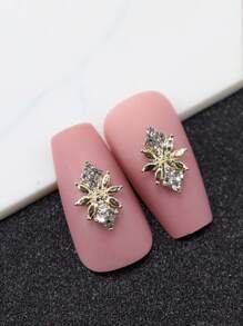 10 件新款珍珠水钻装饰金属美甲配件，DIY 指甲贴纸手工珠宝指甲饰指甲宝石美甲用品指甲 - 金色 - 查看 5