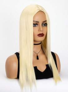 Long Straight Synthetic Wig - Beige - View 1