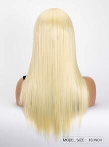 Long Straight Synthetic Wig - Beige - View 2