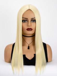 Long Straight Synthetic Wig - Beige - View 3