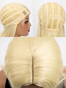 Long Straight Synthetic Wig - Beige - View 5