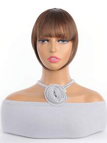 Straight Synthetic Hair Bangs With Sideburns - Light Brown - View 6