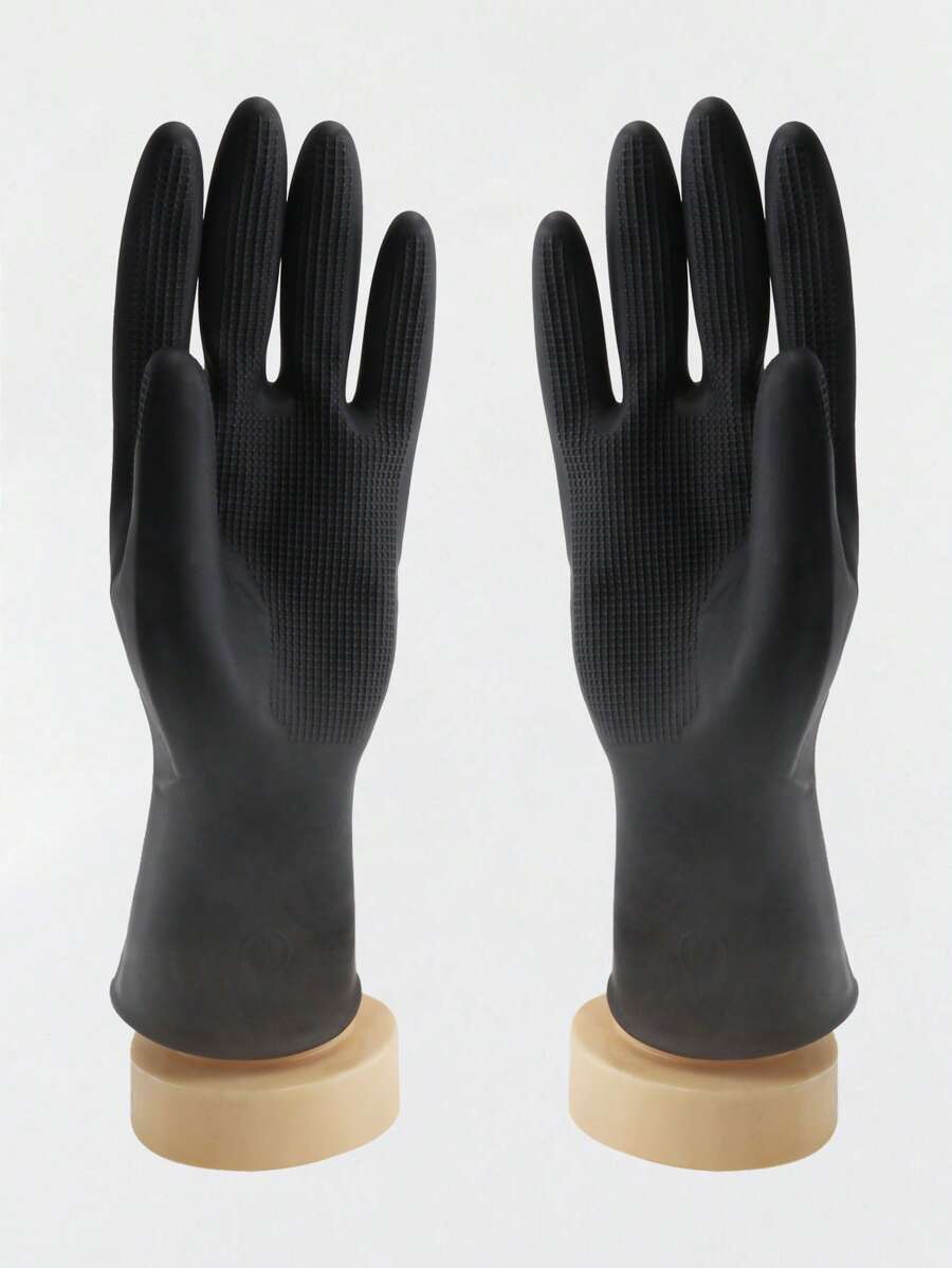 1對橡膠防滑染髮手套 - 黑色 - 查看 1