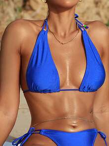 Bikinx 吊脖三角杯比基尼上衣 - 藍色 - 查看 4