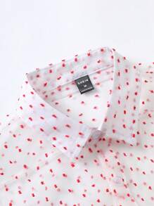 Manfinity AFTRDRK 男士圓點網紗襯衫 - 紅白色 - 查看 5