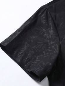 Manfinity Homme 男士提花前排扣襯衫 - 黑色 - 查看 4