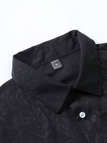 Manfinity Homme 男士提花前排扣襯衫 - 黑色 - 查看 5