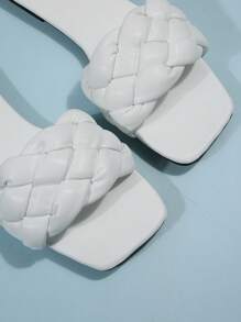 Strap Slide Sandals For Women, Fashion Beach Shoes, Non-Slip Woven Outdoor Slippers Suitable For Dates, Vacation, Parties, Daily Casual Wear, Commuting,Spring Summer Outfits - White - View 6