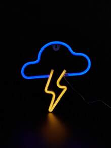 1PC LED Neon Sign Lightning+Cloud Wall Home Decor Battery+USB Power Supply Neon Sign For Bedroom - Multicolor - View 3