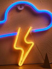 1PC LED Neon Sign Lightning+Cloud Wall Home Decor Battery+USB Power Supply Neon Sign For Bedroom - Multicolor - View 4