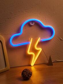 1PC LED Neon Sign Lightning+Cloud Wall Home Decor Battery+USB Power Supply Neon Sign For Bedroom - Multicolor - View 5