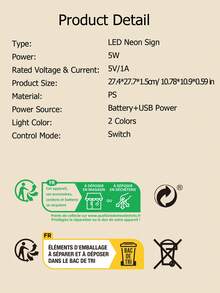 1PC LED Neon Sign Lightning+Cloud Wall Home Decor Battery+USB Power Supply Neon Sign For Bedroom - Multicolor - View 7