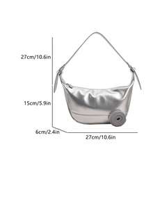 Metallic Hobo Bag Silver Funky With Zipper - Silver - View 5