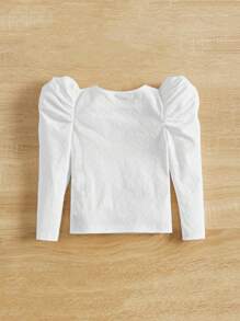 SHEIN Baby Solid Puff Sleeve Tee - White - View 2