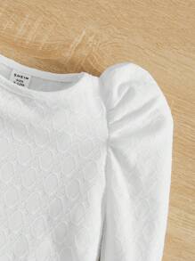 SHEIN Baby Solid Puff Sleeve Tee - White - View 3