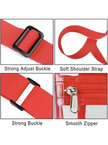 Túi vuông ràng buộc tương phản rõ ràng Dây đeo có thể điều chỉnh Pvc cho hàng ngày, sân vận động được phê duyệt 12 X 12 X 6 Túi ví trong suốt trong suốt cho các buổi hòa nhạc Sự kiện thể thao Lễ hội - Đỏ - Xem 5