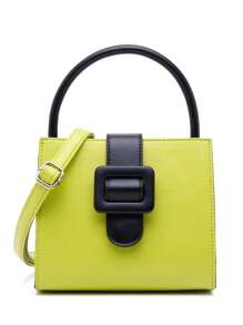 Mini Colourblock Square Bag Top Handle Fashionable For Daily - Green - View 1