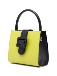 Mini Colourblock Square Bag Top Handle Fashionable For Daily - Green - View 4