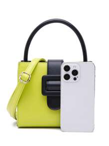Mini Colourblock Square Bag Top Handle Fashionable For Daily - Green - View 6