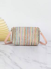 Kỳ nghỉ túi rơm trang trí bướm chi tiết bện dây kéo - Màu Hồng  San hô - Xem 2