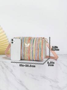 Kỳ nghỉ túi rơm trang trí bướm chi tiết bện dây kéo - Màu Hồng  San hô - Xem 4
