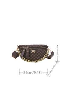 New Fashion Leisure Female Bag Acrylic Chain Integrated Waist Bag, Crocodile Pattern Chest Bag, Retro, Versatile, Gift, Red